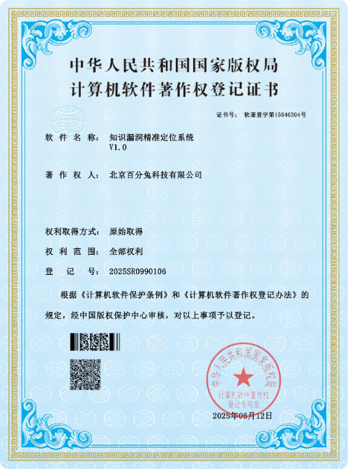 软件著作证书：知识漏洞精准定位系统