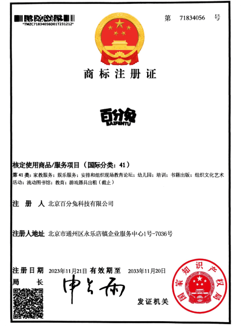 知识产权证书：商标注册证